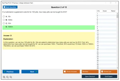 Test Prep PCAT Pharmacy College Admission Test Practice test exam simulator test engine exam Prep practice test questions answers Image 2