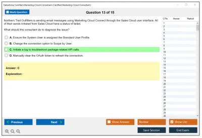 Salesforce Certified-Marketing-Cloud-Consultant Salesforce Certified Marketing Cloud Consultant Practice test exam simulator test engine exam Prep practice test questions answers Image 13