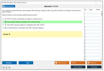 HP HPE0-S60 Delta - HPE Compute Solutions Practice test exam simulator test engine exam Prep practice test questions answers Image 7