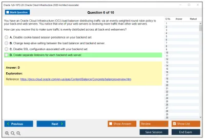 Oracle 1z0-1072-20 Oracle Cloud Infrastructure 2020 Architect Associate Practice test exam simulator test engine exam Prep practice test questions answers Image 6