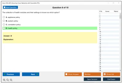 Cisco 500-285 Securing Cisco Networks with Sourcefire IPS Practice test exam simulator test engine exam Prep practice test questions answers Image 6