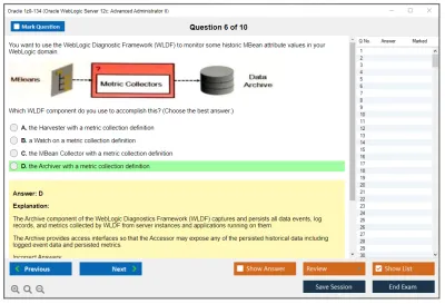 Oracle 1z0-134 Oracle WebLogic Server 12c: Advanced Administrator II Practice test exam simulator test engine exam Prep practice test questions answers Image 6