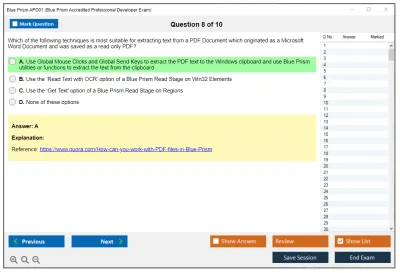 Blue Prism APD01 Blue Prism Professional Developer Practice test exam simulator test engine exam Prep practice test questions answers Image 8