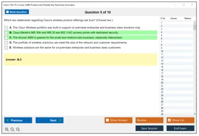Cisco 700-751 Cisco SMB Product and Positioning Technical Overview Practice test exam simulator test engine exam Prep practice test questions answers Image 5