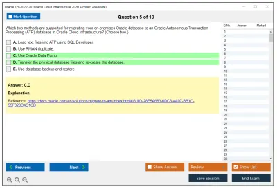 Oracle 1z0-1072-20 Oracle Cloud Infrastructure 2020 Architect Associate Practice test exam simulator test engine exam Prep practice test questions answers Image 5