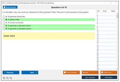 SAP C_HCMOD_03 SAP Certified Application Associate - SAP HANA Cloud Modeling Practice test exam simulator test engine exam Prep practice test questions answers Image 4