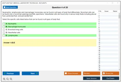 ASCP ASCP-MLT MEDICAL LABORATORY TECHNICIAN - MLT(ASCP) Practice test exam simulator test engine exam Prep practice test questions answers Image 4