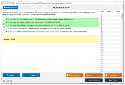 SAP C_THR88_2205 SAP Certified Application AssociateSAP SuccessFactors Learning Management 1H/2022 Practice test exam simulator test engine exam Prep practice test questions answers Image 1