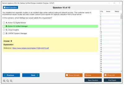 Network Appliance NS0-184 NetApp Certified Storage Installation Engineer - ONTAP Practice test exam simulator test engine exam Prep practice test questions answers Image 10