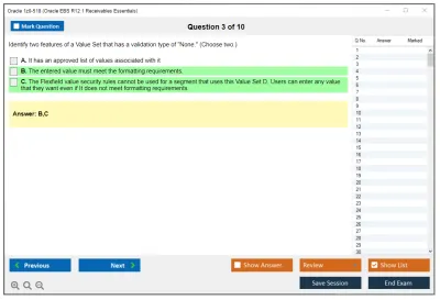 Oracle 1z0-518 Oracle EBS R12.1 Receivables Essentials Practice test exam simulator test engine exam Prep practice test questions answers Image 3