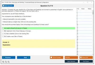 Citrix 1Y0-403 Citrix Virtual Apps and Desktops 7 Assessment Design and Advanced Configurations Practice test exam simulator test engine exam Prep practice test questions answers Image 8