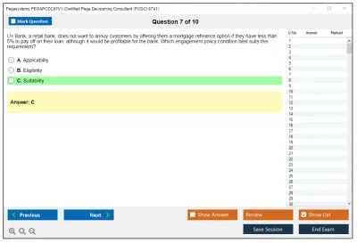 Pegasystems PEGAPCDC87V1 Certified Pega Decisioning Consultant (PCDC) 87V1 Practice test exam simulator test engine exam Prep practice test questions answers Image 7