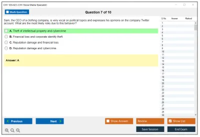 CIW 1D0-623 Social Media Strategist Practice test exam simulator test engine exam Prep practice test questions answers Image 7