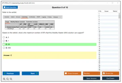 HP HPE6-A70 Aruba Certified Mobility Associate Exam Practice test exam simulator test engine exam Prep practice test questions answers Image 8