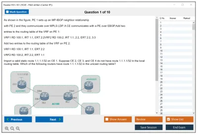 Huawei H31-161 HCIE - R&amp;S written (Carrier IP) Practice test exam simulator test engine exam Prep practice test questions answers Image 1