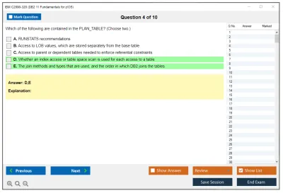 IBM C2090-320 DB2 11 Fundamentals for z/OS Practice test exam simulator test engine exam Prep practice test questions answers Image 4