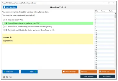 Avaya 76940X Avaya Converged Platform Support Exam Practice test exam simulator test engine exam Prep practice test questions answers Image 7