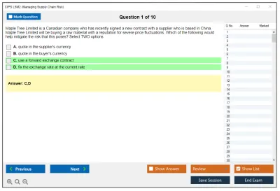 CIPS L5M2 Managing Supply Chain Risk Practice test exam simulator test engine exam Prep practice test questions answers Image 1