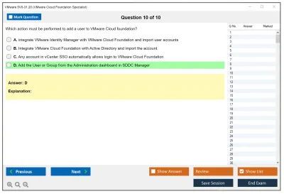 VMware 5V0-31.20 VMware Cloud Foundation Specialist Practice test exam simulator test engine exam Prep practice test questions answers Image 10