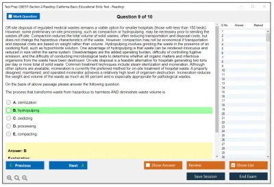 Test Prep CBEST-Section-2-Reading California Basic Educational Skills Test - Reading Practice test exam simulator test engine exam Prep practice test questions answers Image 9