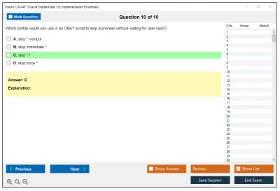 Oracle 1z0-447 Oracle GoldenGate 12c Implementation Essentials Practice test exam simulator test engine exam Prep practice test questions answers Image 10
