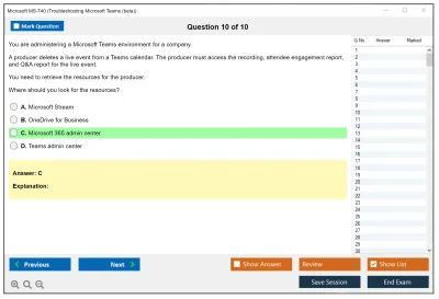 Microsoft MS-740 Troubleshooting Microsoft Teams Practice test exam simulator test engine exam Prep practice test questions answers Image 10