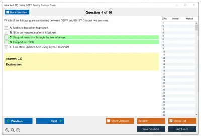 Nokia 4A0-113 Nokia OSPF Routing Protocol Exam Practice test exam simulator test engine exam Prep practice test questions answers Image 4