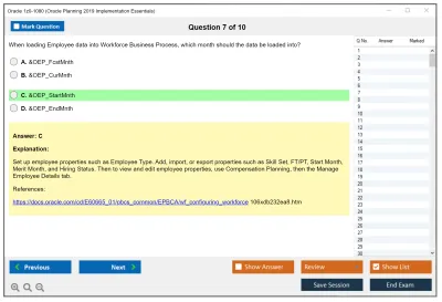 Oracle 1z0-1080 Oracle Planning 2019 Implementation Essentials Practice test exam simulator test engine exam Prep practice test questions answers Image 7