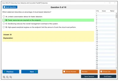 Cisco 500-275 Securing Cisco Networks with Sourcefire FireAMP Endpoints Practice test exam simulator test engine exam Prep practice test questions answers Image 5