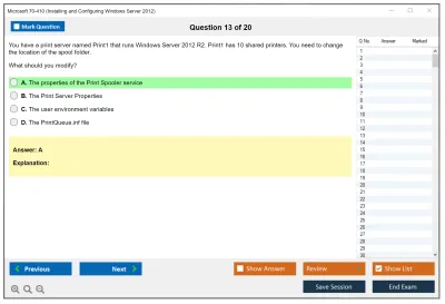 Microsoft 70-410 Installing and Configuring Windows Server 2012 Practice test exam simulator test engine exam Prep practice test questions answers Image 13