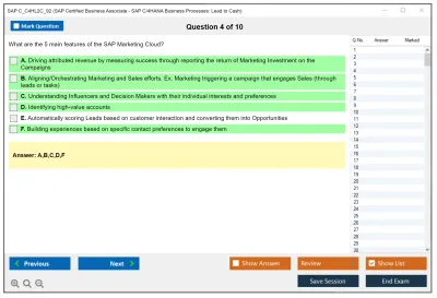 SAP C_C4HL2C_92 SAP Certified Business Associate - SAP C/4HANA Business Processes: Lead to Cash Practice test exam simulator test engine exam Prep practice test questions answers Image 4