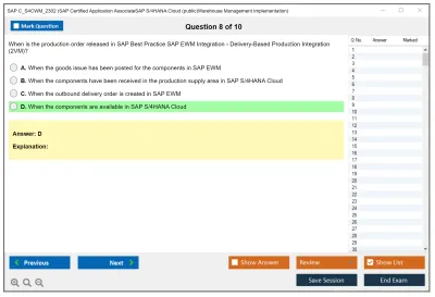 SAP C_S4CWM_2302 SAP Certified Application AssociateSAP S/4HANA Cloud (public)Warehouse Management Implementation Practice test exam simulator test engine exam Prep practice test questions answers Image 8