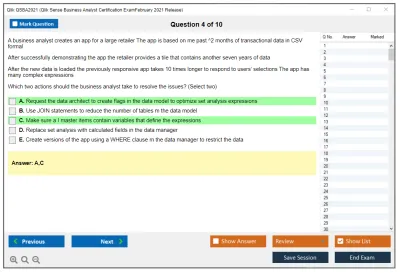 Qlik QSBA2021 Qlik Sense Business Analyst Certification Exam - February 2021 Release Practice test exam simulator test engine exam Prep practice test questions answers Image 4