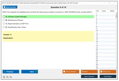 SAP E_S4CPE_2023 SAP Certified Specialist - SAP S/4HANA Cloud, private edition implementation with SAP Activate Practice test exam simulator test engine exam Prep practice test questions answers Image 9