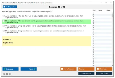 Palo Alto Networks PCNSA Palo Alto Networks Certified Network Security Administrator (PAN-OS 10.0) Practice test exam simulator test engine exam Prep practice test questions answers Image 10