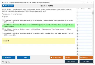 SAP C_BOWI_4302 SAP Certified Application Associate - SAP BusinessObjects Web Intelligence 4.3 Practice test exam simulator test engine exam Prep practice test questions answers Image 9