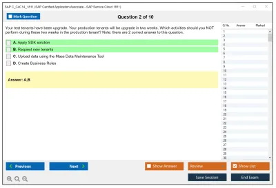 SAP C_C4C14_1811 SAP Certified Application Associate - SAP Service Cloud 1811 Practice test exam simulator test engine exam Prep practice test questions answers Image 2