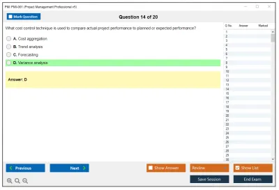 PMI PMI-001 Project Management Professional v5 Practice test exam simulator test engine exam Prep practice test questions answers Image 14