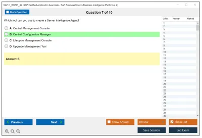 SAP C_BOBIP_42 SAP Certified Application Associate - SAP BusinessObjects Business Intelligence Platform 4.2 Practice test exam simulator test engine exam Prep practice test questions answers Image 7