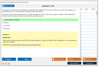 Microsoft 98-368 Mobility and Devices Fundamentals Practice test exam simulator test engine exam Prep practice test questions answers Image 7