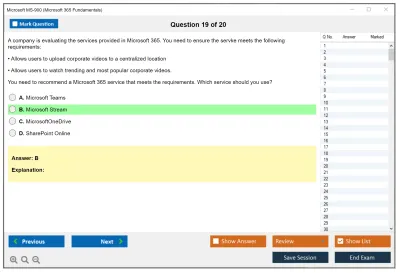 Microsoft MS-900 Microsoft 365 Fundamentals Practice test exam simulator test engine exam Prep practice test questions answers Image 19