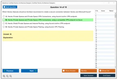 Salesforce Certified-Heroku-Architecture-Designer Salesforce Certified Heroku Architect Practice test exam simulator test engine exam Prep practice test questions answers Image 14