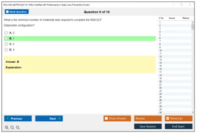 RSA 050-SEPRODLP-01 RSA Certified SE Professional in Data Loss Prevention Exam Practice test exam simulator test engine exam Prep practice test questions answers Image 9