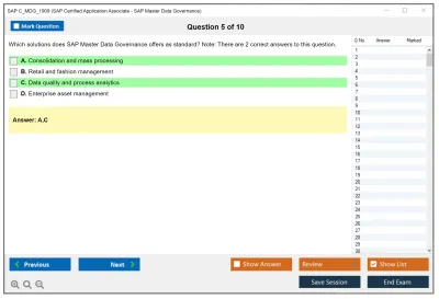 SAP C_MDG_1909 SAP Certified Associate - SAP Master Data Governance Practice test exam simulator test engine exam Prep practice test questions answers Image 5