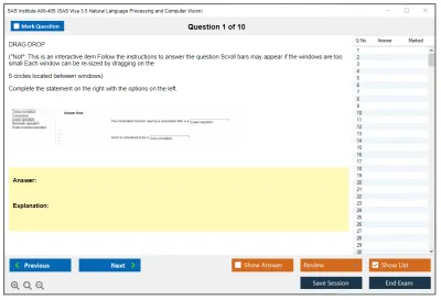 SAS Institute A00-405 SAS Viya 3.5 Natural Language Processing and Computer Vision Practice test exam simulator test engine exam Prep practice test questions answers Image 1