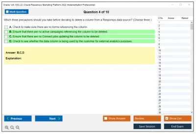 Oracle 1z0-1032-22 Oracle Responsys Marketing Platform 2022 Implementation Professional Practice test exam simulator test engine exam Prep practice test questions answers Image 4