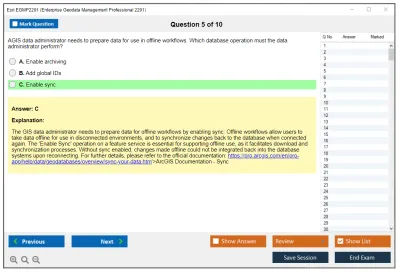 Esri EGMP2201 Enterprise Geodata Management Professional 2201 Practice test exam simulator test engine exam Prep practice test questions answers Image 5