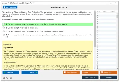 Microsoft 77-427 Excel 2013 Expert Part One Practice test exam simulator test engine exam Prep practice test questions answers Image 9