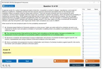 PMI PMI-RMP PMI Risk Management Professional (PMI-RMP) Exam Practice test exam simulator test engine exam Prep practice test questions answers Image 12