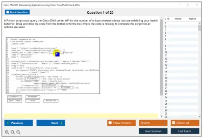 Cisco 350-901 Developing Applications using Cisco Core Platforms and APIs (DEVCOR) Practice test exam simulator test engine exam Prep practice test questions answers Image 1